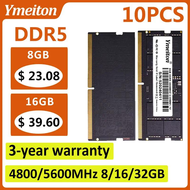 DDR5 Ymeiton ޸ ddr5 10PCs , 8GB 16GB 32GB 4800MHz 5200MHZ 5600MHz U-DIMM RAM, 288  1.1v PC Ʈ ޸ 